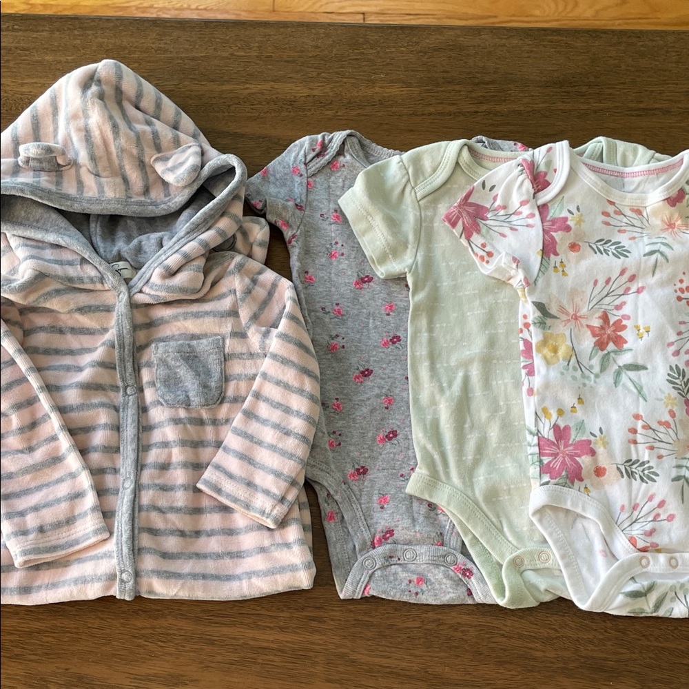 Jessica Simpson Gray and Pink Baby Hoodie